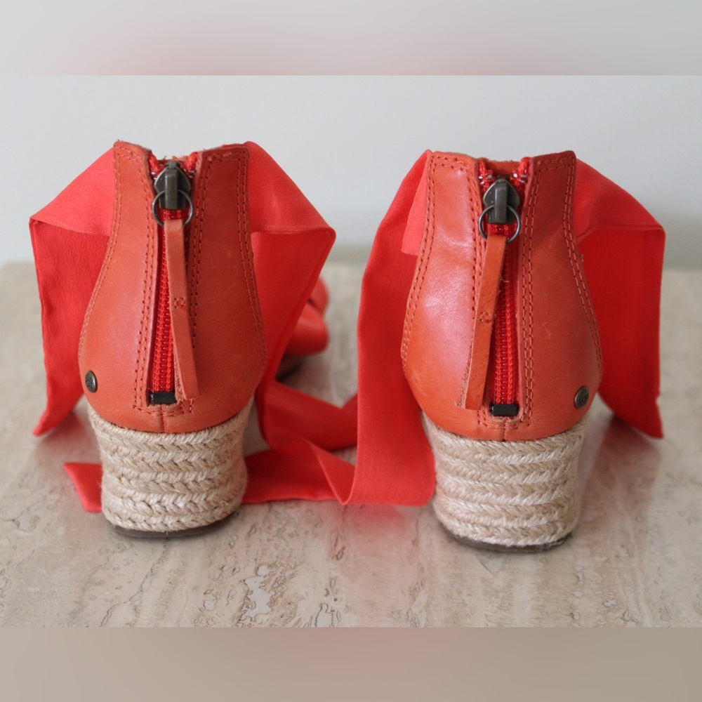 UGG Orange Espadrille Wedges Size 8 - Picture 3 of 9